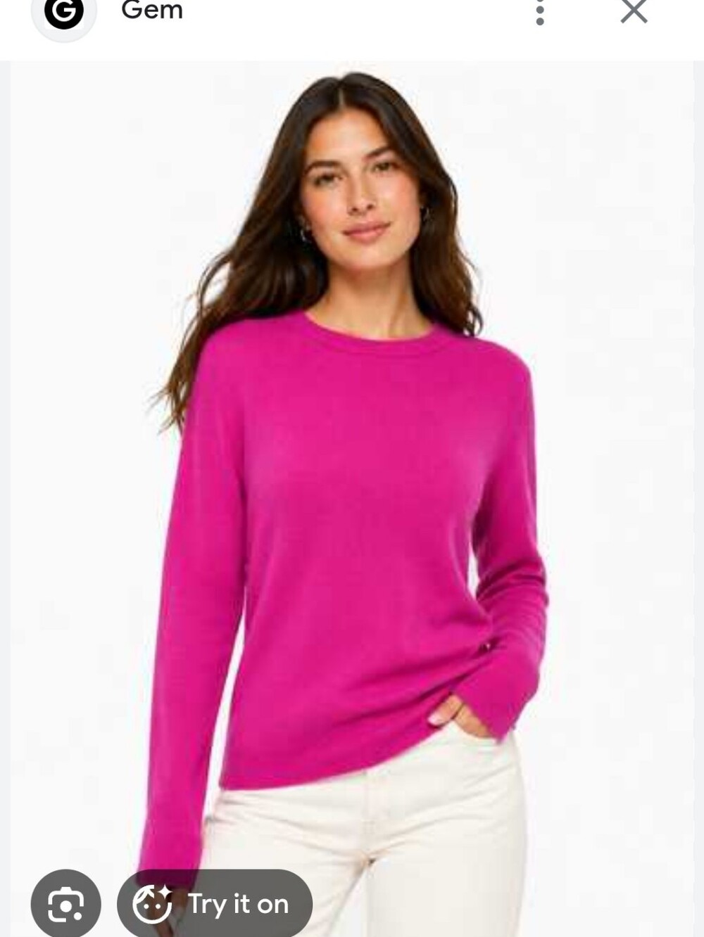 Halogen Crewneck Women's Cashmere Sweater in Bright Fuchsia - Hi/Low S